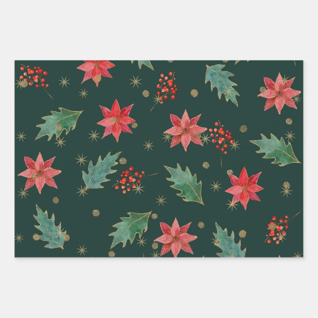 Traditionelle Weihnachten Geschenkpapier Set (Vorderseite)