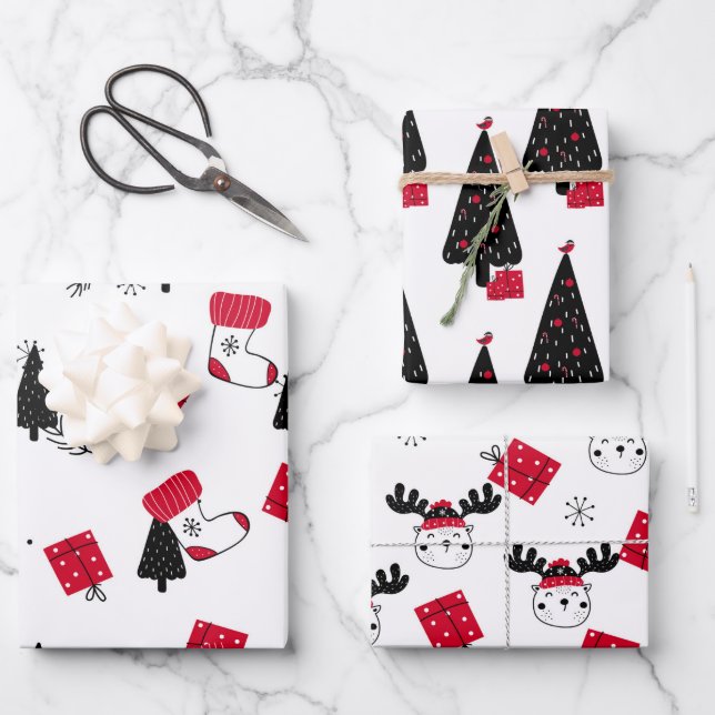 Traditionelle Weihnachten Geschenkpapier Set (Vorderseite)