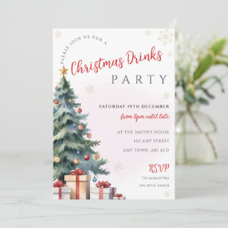 Traditionelle Weihnachtsbaum-Geschenke-Party-Einla Einladung