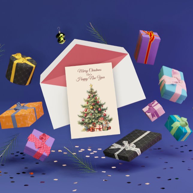 Traditionelle Weihnachtsbaum-Grußkarte Dankeskarte (Front)