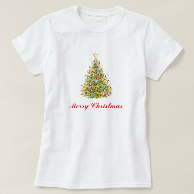 Traditionelle Weihnachtsbaum-Grußkarte T-Shirt (Design vorne)
