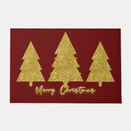 Traditionelle Weihnachtsbäume, Gold und Rot Fußmatte