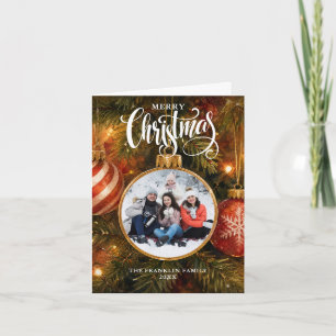 Traditionelle Weihnachtsbaumkugeln Foto Feiertagskarte