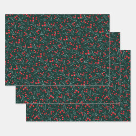 Traditionelle Weihnachtsbeeren Geschenkpapier Set