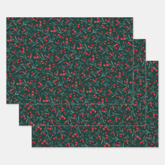 Traditionelle Weihnachtsbeeren Geschenkpapier Set