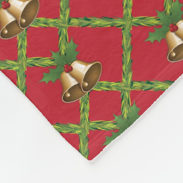 Traditionelle Weihnachtsglocken rot und grün Fleecedecke (Ecke)