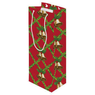 Traditionelle Weihnachtsglocken rot und grün Geschenktüte Für Weinflaschen