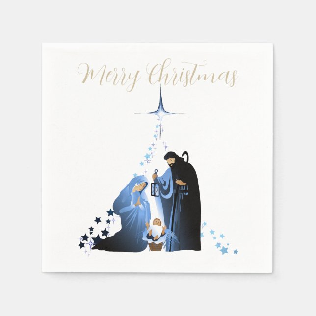 Traditionelle Weihnachtsgrüße der Krippe Serviette (Vorderseite)