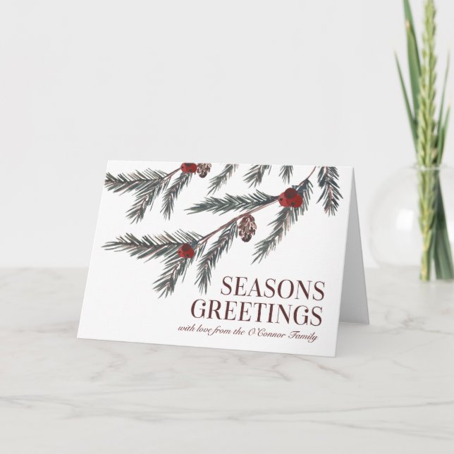 Traditionelle Weihnachtskarte Rot und Grün Feiertagskarte (Vorderseite)