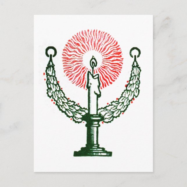 Traditionelle Weihnachtskerze Postkarte (Vorderseite)