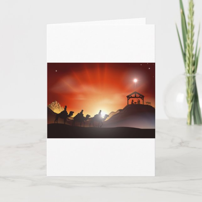 Traditionelle Weihnachtskrippe-Szene Feiertagskarte (Vorderseite)