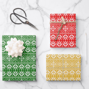 Traditionelle Weihnachtsmesse Isle Pattern Geschenkpapier Set