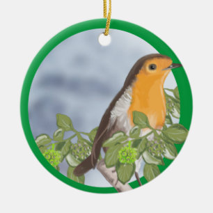 Traditionelle Weihnachtsrobbe und Ivy Keramik Ornament