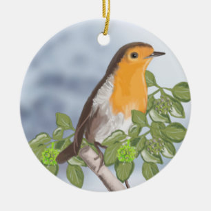 Traditionelle Weihnachtsrobbe und Ivy Keramik Ornament