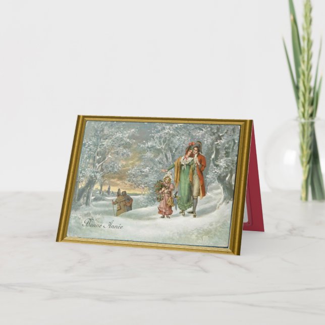 Traditionelle Weihnachtsszene Feiertagskarte (Vorderseite)