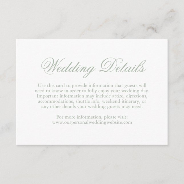 Traditionelle weiße Hochzeit Begleitkarte (Vorderseite)