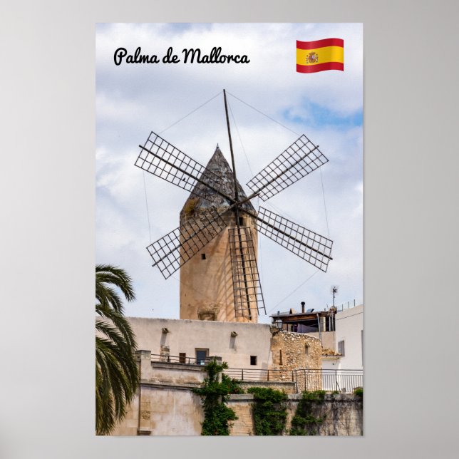 Traditionelle Windmühle in Palma de Mallorca - Spa Poster (Vorne)