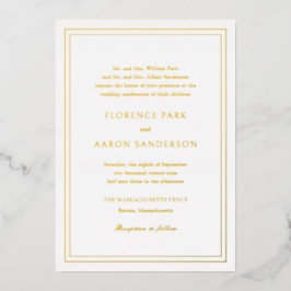 Traditionelle zeitlose Hochzeit Folieneinladung