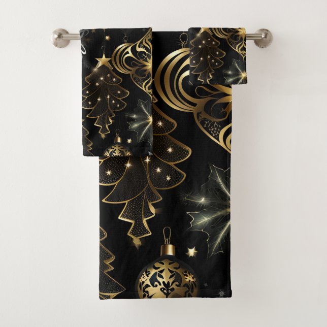 Traditionelle Ziermuster aus Silber und Gold Badhandtuch Set (Insitu)