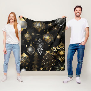 Traditionelle Ziermuster aus Silber und Gold Fleecedecke