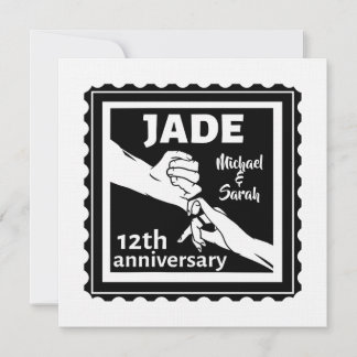 Traditioneller 12. Hochzeitstag Jade Einladung