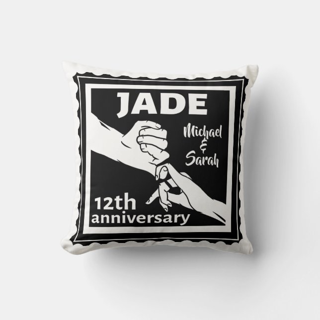 Traditioneller 12. Hochzeitstag Jade Kissen (Vorderseite)