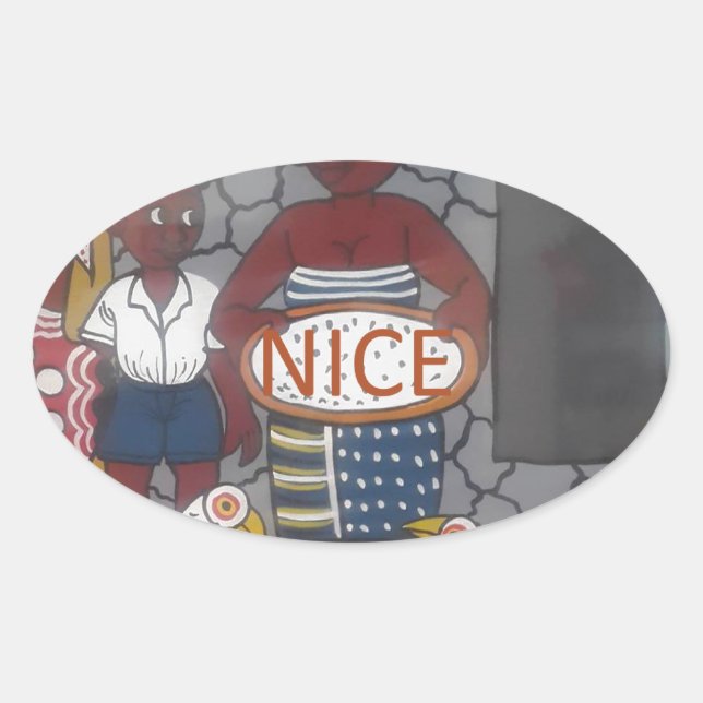 Traditioneller afrikanischer Homestead-Lifestyle Ovaler Aufkleber (Vorderseite)