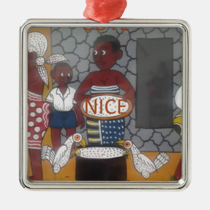 Traditioneller afrikanischer Homestead-Lifestyle Silbernes Ornament