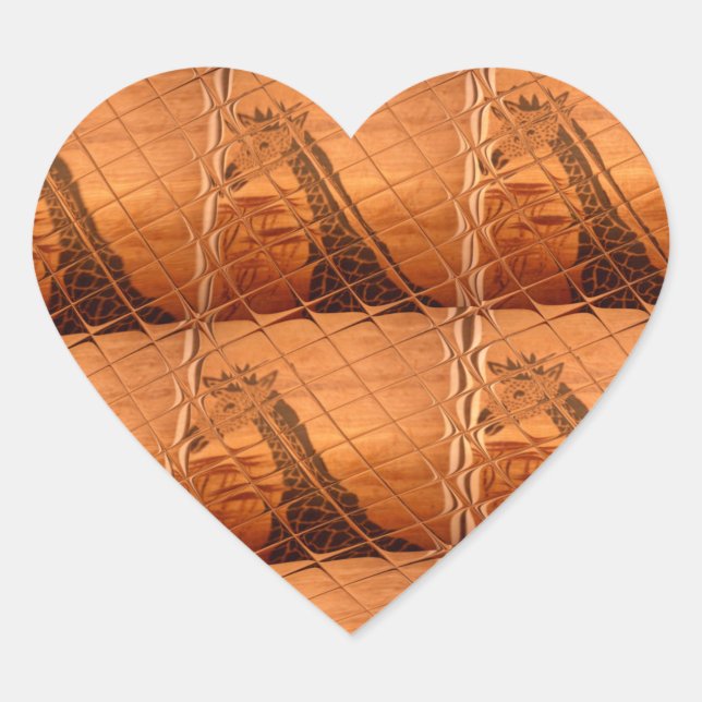 Traditioneller afrikanischer Spiegel: Woven Giraff Herz-Aufkleber (Vorderseite)