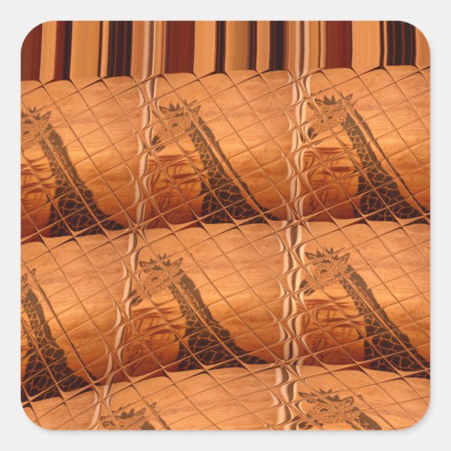 Traditioneller afrikanischer Spiegel: Woven Giraff Quadratischer Aufkleber (Vorderseite)