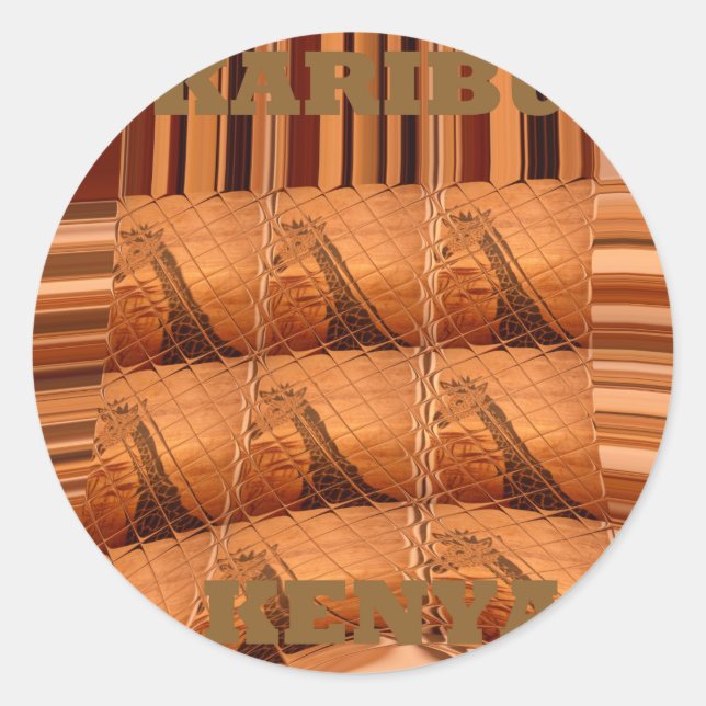 Traditioneller afrikanischer Spiegel: Woven Giraff Runder Aufkleber (Vorderseite)