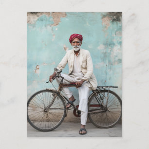 Traditioneller älterer Indianer Vintages Fahrrad Postkarte