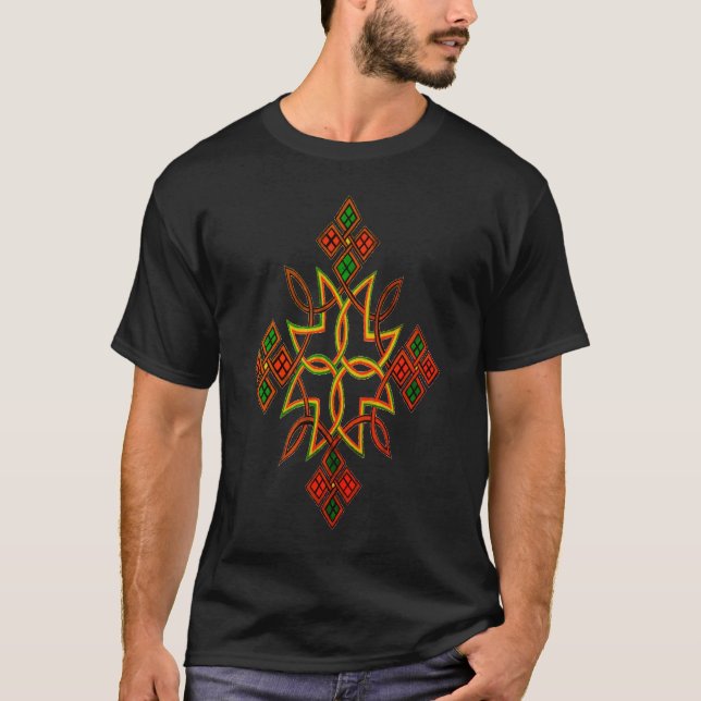 Traditioneller äthiopischer Cross-Design-T - Shirt (Vorderseite)