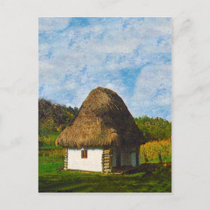 Traditioneller Bauer, der Hütte gekocht hat Postkarte
