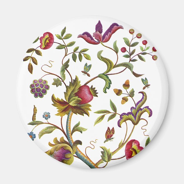 Traditioneller Baum Stickerei Muster Magnet (Vorne)