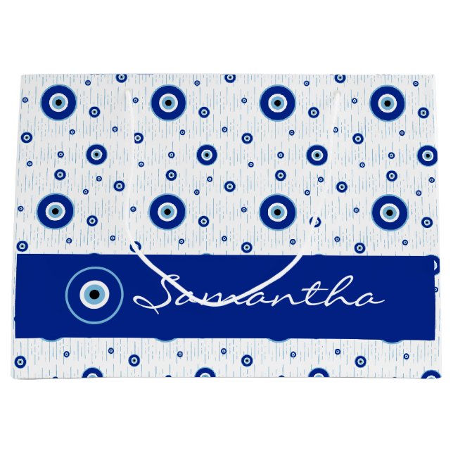 Traditioneller blauer Nazar-Bösartiger Augenweide Große Geschenktüte (Vorderseite)