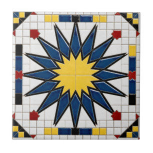 Traditioneller blauer und gelber marokkanischer Ze Fliese