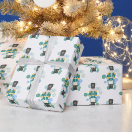 Traditioneller Blue & Green Christmas Nutcracker Geschenkpapier