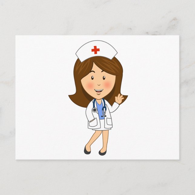 Traditioneller Cartoon-Krankenschwester Postkarte (Vorderseite)