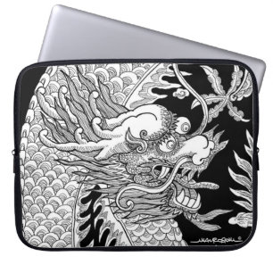 Traditioneller Chinese-Drache-Schwarzweiss-Skizze Laptopschutzhülle