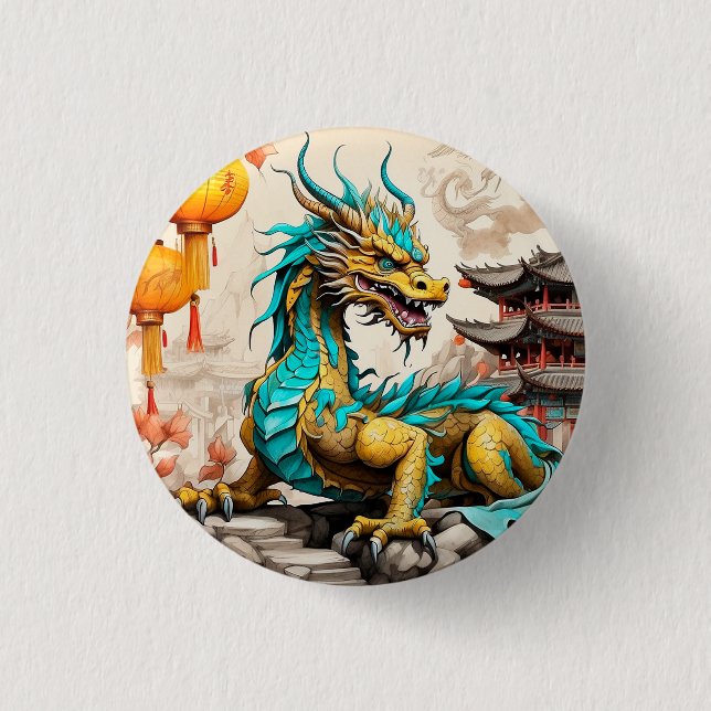 Traditioneller chinesischer Drache für das chinesi Button (Vorderseite)