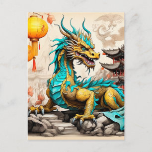 Traditioneller chinesischer Drache für das chinesi Postkarte