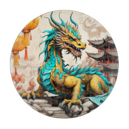 Traditioneller chinesischer Drache für das chinesi Schneidebrett