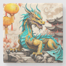 Traditioneller chinesischer Drache für das chinesi Steinuntersetzer