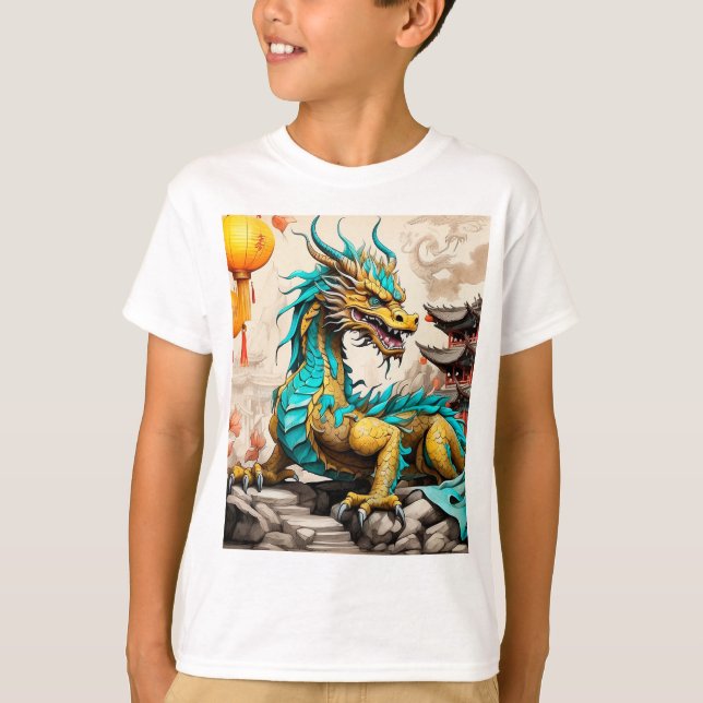 Traditioneller chinesischer Drache für das chinesi T-Shirt (Vorderseite)