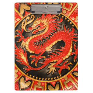 Traditioneller chinesischer Drache Red Gold Golden Klemmbrett