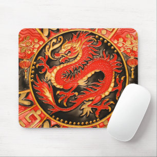 Traditioneller chinesischer Drache Red Gold Golden Mousepad