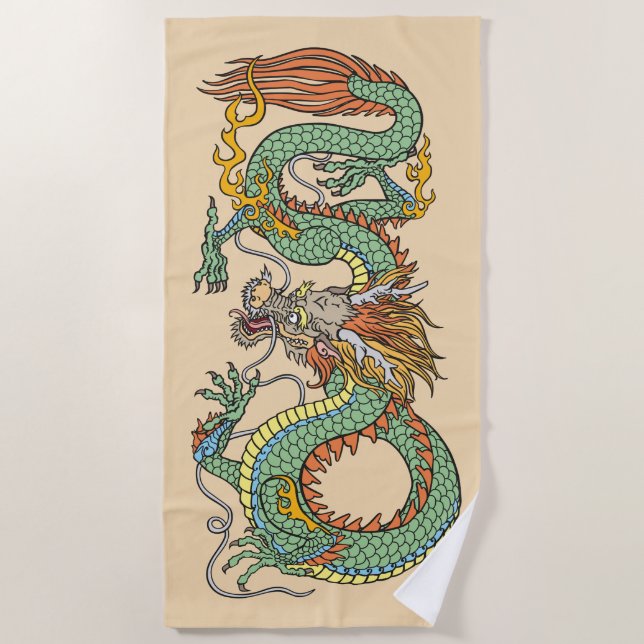 Traditioneller chinesischer Drache Strandtuch (Vorderseite)