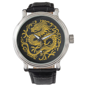 Traditioneller chinesischer Drachenzirkel Gelb und Armbanduhr