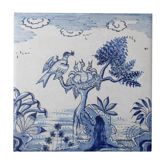 Traditioneller Delft Tile mit Vögeln-30 Fliese (Vorderseite)